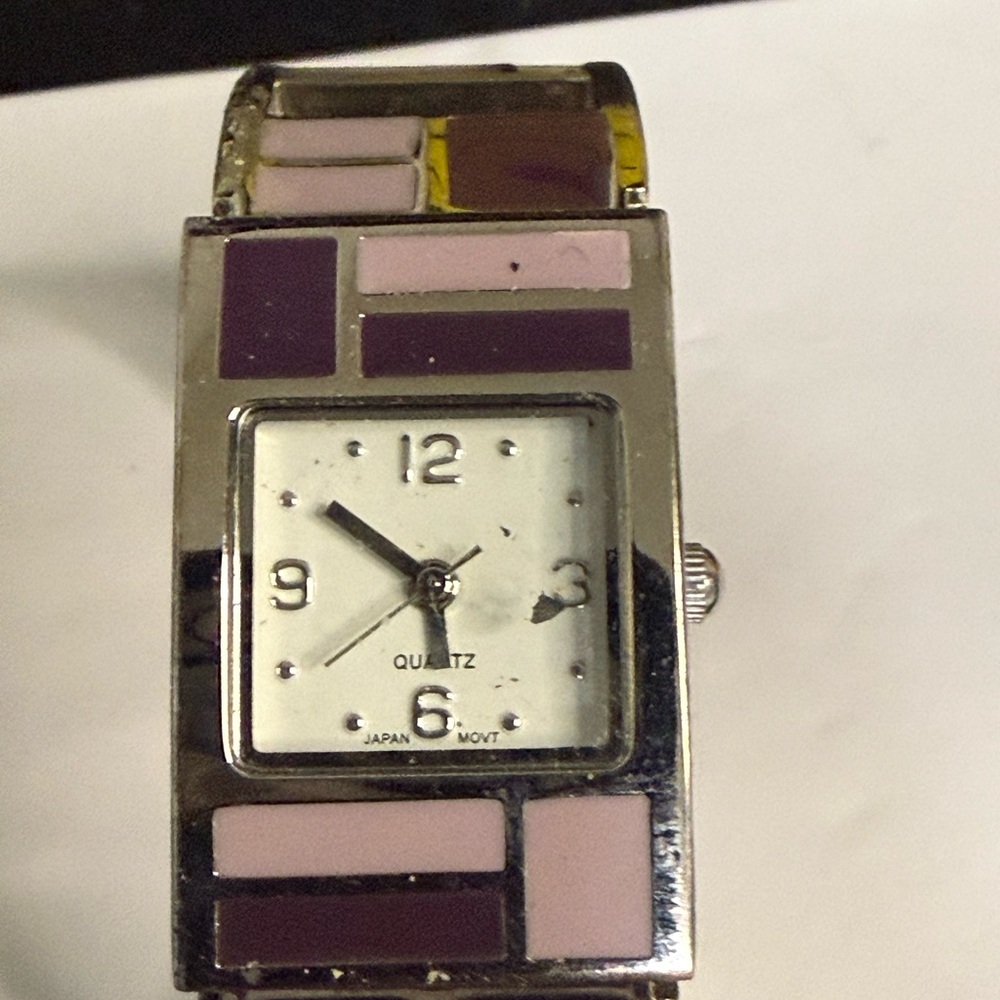 Silver and Purple Quartz Watch